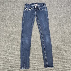True Religion Billy Skinny Jeans Womens 25x28 USA Dark Wash Stretch Denim